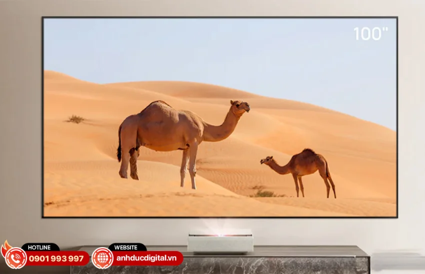 M&agrave;n chiếu ALR si&ecirc;u gần XGIMI 100 inch mang đến kh&ocirc;ng gian h&igrave;nh ảnh rộng r&atilde;i v&agrave; sống động