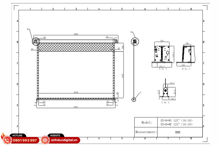 Kích thước màn chiếu lớn