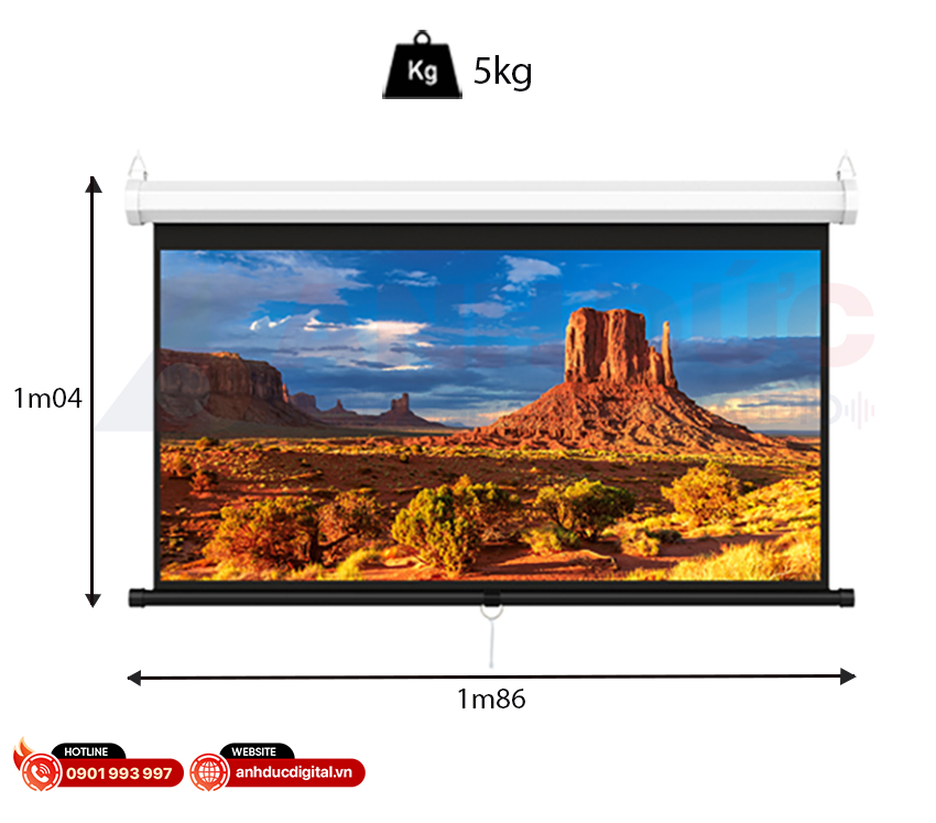 Màn chiếu treo tường tự cuốn loại 16-9 kích thước 84inch 3