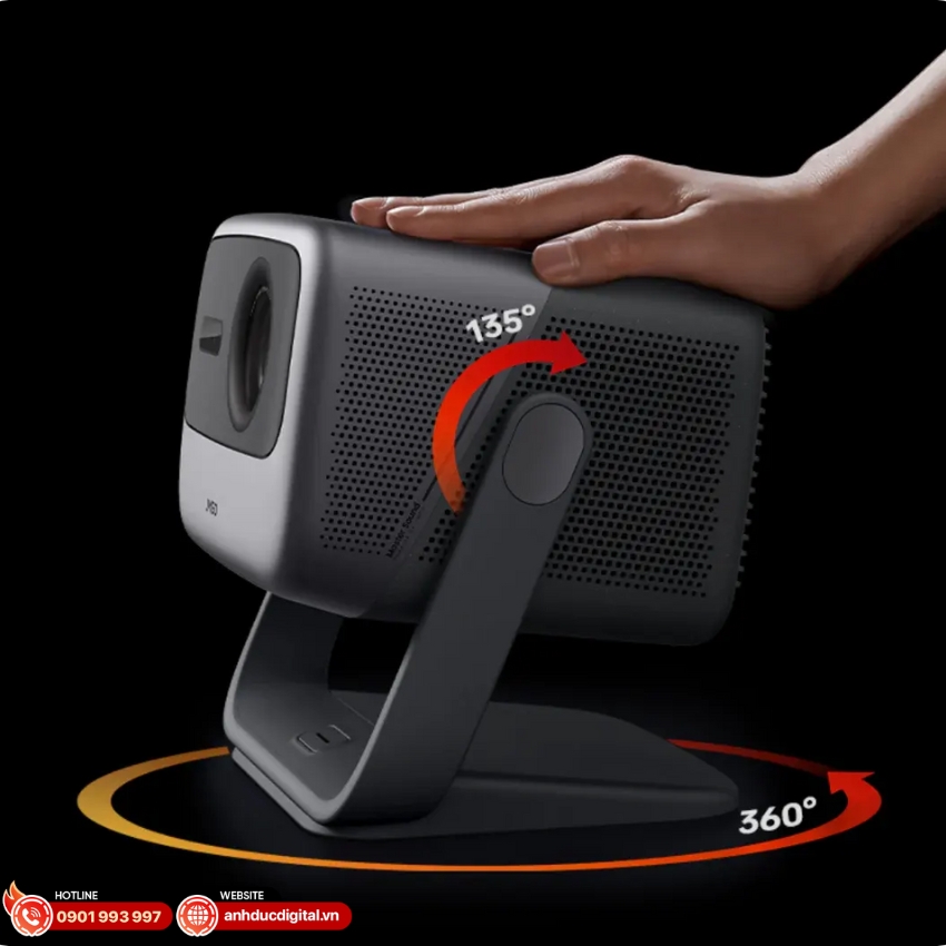 JMGO N1s Ultimate thiết kế gimbal xoay 135° và 360° linh hoạt