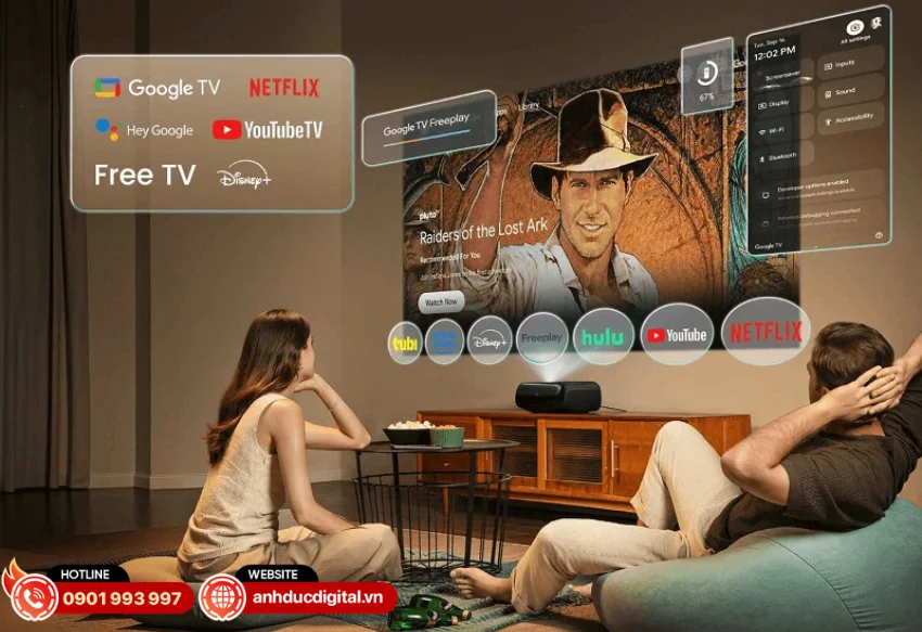 JMGO O2S Ultra t&iacute;ch hợp hệ điều h&agrave;nh Google TV 5.0
