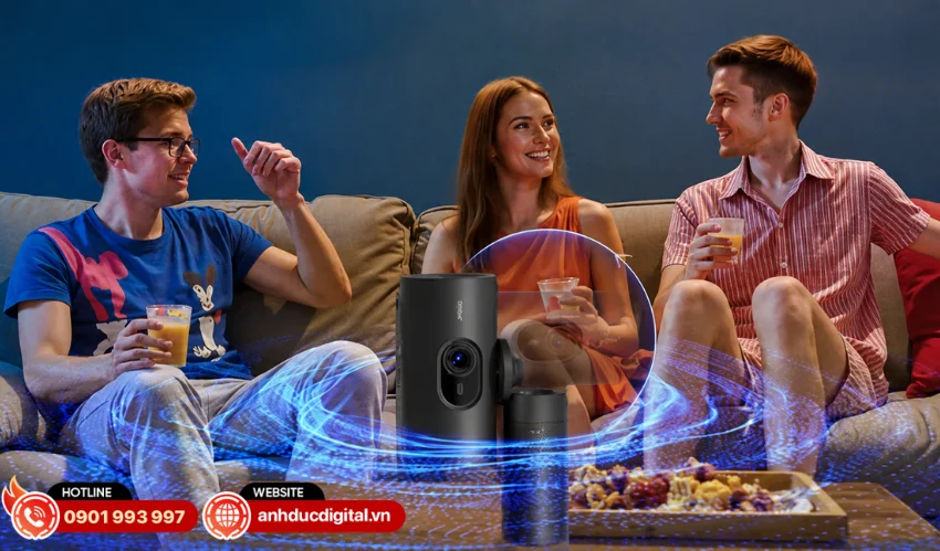 JMGO Pico Play+ được trang bị loa c&ocirc;ng suất 8W c&ugrave;ng c&ocirc;ng nghệ &acirc;m thanh JMGO Master Sound
