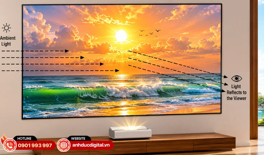XGIMI ALR Screen 100 inch l&agrave; m&agrave;n chiếu chuy&ecirc;n dụng d&agrave;nh cho c&aacute;c d&ograve;ng m&aacute;y chiếu si&ecirc;u gần UST