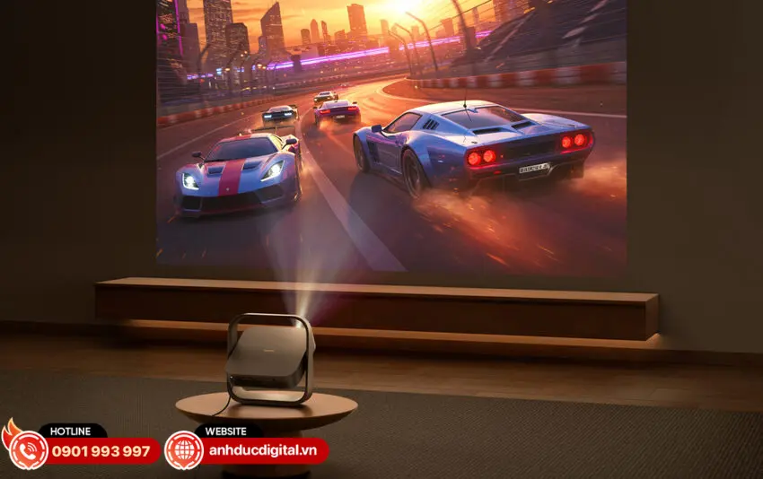 m&aacute;y chiếu Elfin Flip 4K c&oacute; độ s&aacute;ng 1600 ISO Lumens