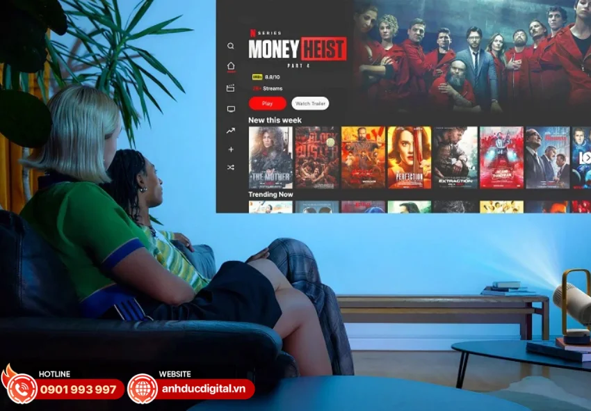 XGIMI Vibe One được t&iacute;ch hợp sẵn hệ điều h&agrave;nh Google TV