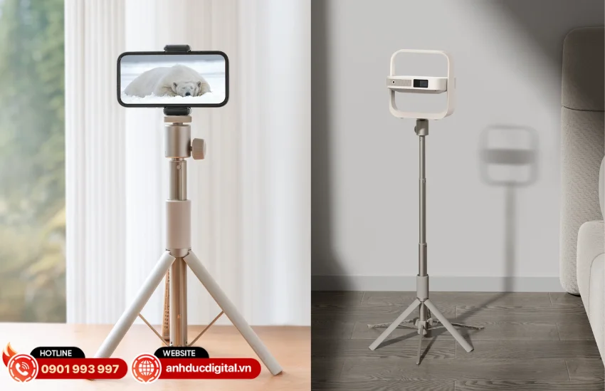 XGIMI Light Gold được trang bị chế độ ch&acirc;n đế k&eacute;p linh hoạt