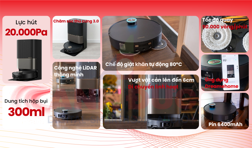 Robot h&uacute;t bụi lau nh&agrave; Dreame X50 Ultra