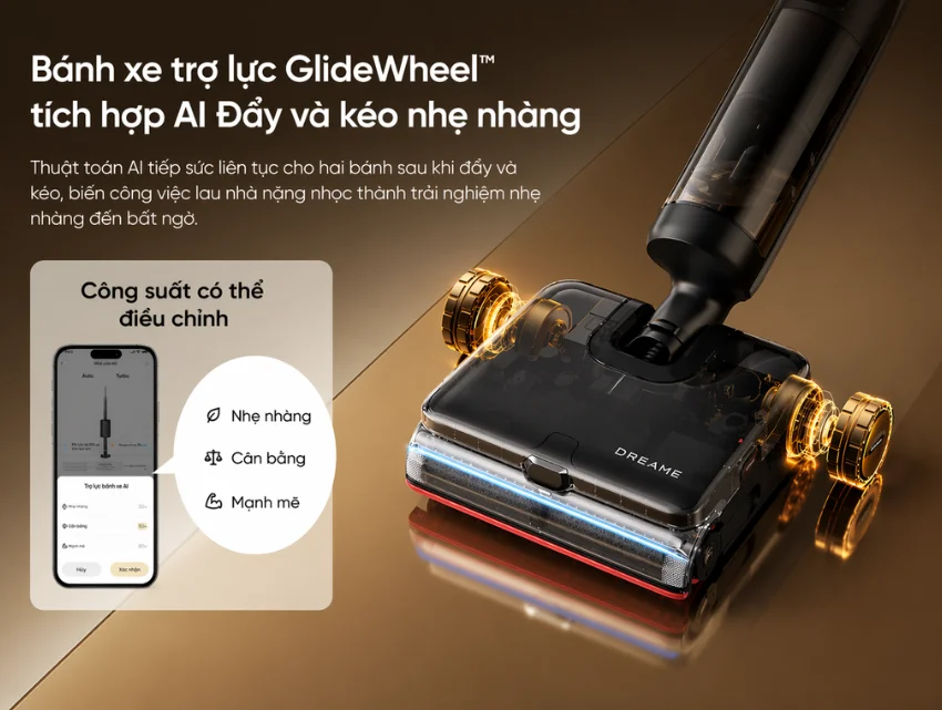 M&aacute;y h&uacute;t bụi kh&ocirc; v&agrave; ướt Dreame H16 Steam c&oacute; hệ thống GlideWheel&trade;