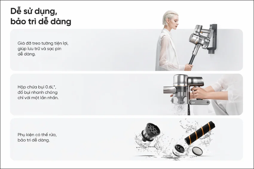 M&aacute;y h&uacute;t bụi cầm tay kh&ocirc;ng d&acirc;y Dreame V18s thiết kế tiện dụng v&agrave; dễ bảo tr&igrave;