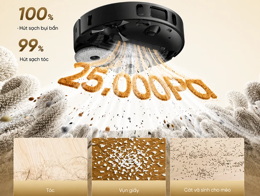 Dreame D30 Ultra c&oacute; lực h&uacute;t Vormax l&ecirc;n đến 25.000Pa