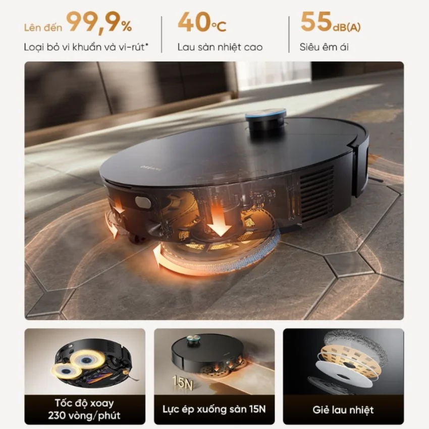 Robot h&uacute;t bụi lau s&agrave;n Dreame X60 Ultra sở hữu C&ocirc;ng nghệ DreameGlide&trade;
