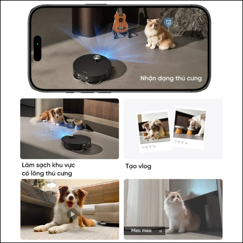 Dreame X60 Ultra t&iacute;ch hợp nhiều t&iacute;nh năng th&ocirc;ng minh v&agrave; th&acirc;n thiện th&uacute; cưng