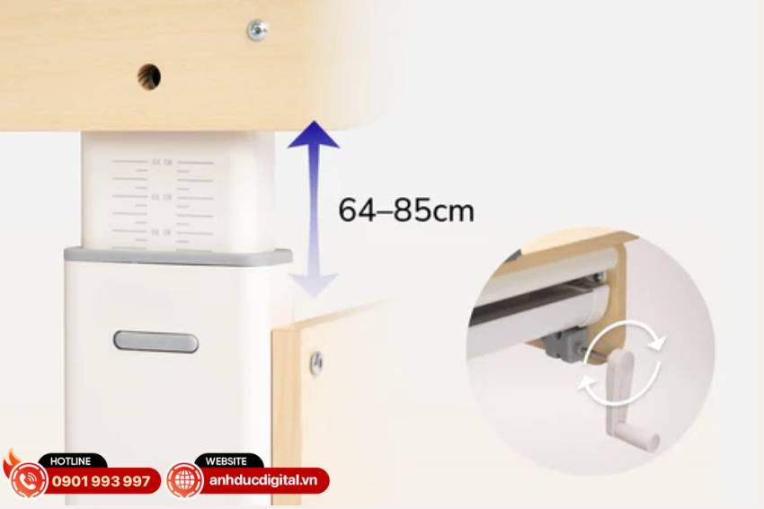 Bàn học thông minh Epione AlphaDesk sở hữu dải chiều cao linh hoạt từ 64 đến 85 cm