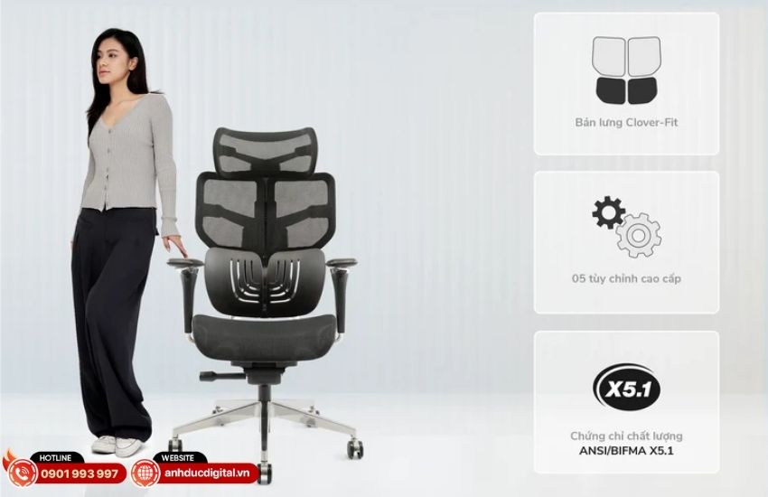 Lumbar Support tuỳ chỉnh trên ghế Epione AliusChair