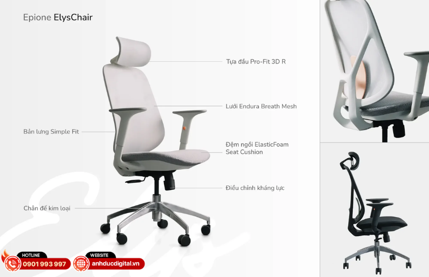 Thiết kế ghế Epione ElysChair gọn gàng