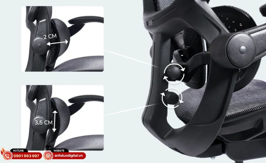 Bản lưng SYCORE chỉnh h&igrave;nh cột sống tr&ecirc;n ghế c&ocirc;ng th&aacute;i học Epione SynoChair