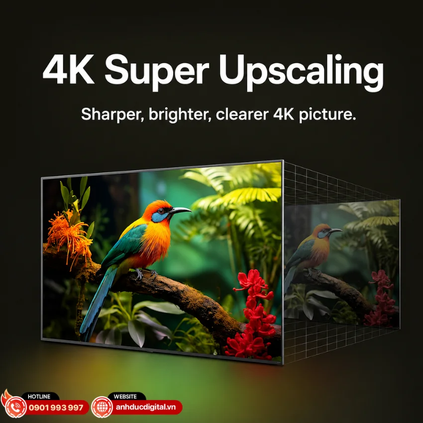 LG UHD AI 4K c&oacute; c&ocirc;ng nghệ 4K Super Upscaling gi&uacute;p n&acirc;ng cấp c&aacute;c nguồn ph&aacute;t c&oacute; độ ph&acirc;n giải thấp