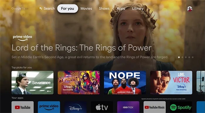 Hệ điều hành Google TV thân thiện, dễ sử dụng 