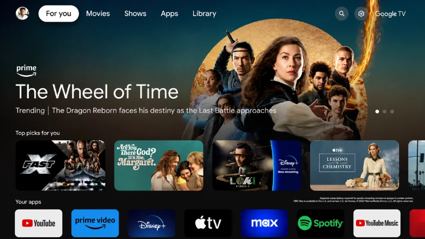 Google Tivi TCL AI 4K P6K sử dụng hệ điều hành Google TV