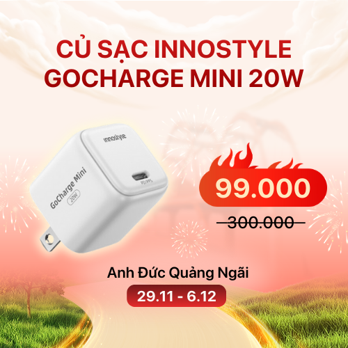 Củ sạc Innostyle GoCharge Mini 20W White (GC20WHT) (Chính hãng)