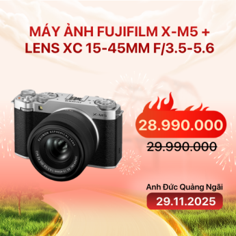 Máy ảnh Fujifilm X-M5 + Lens XC 15-45mm f/3.5-5.6 | Silver (Chính hãng)