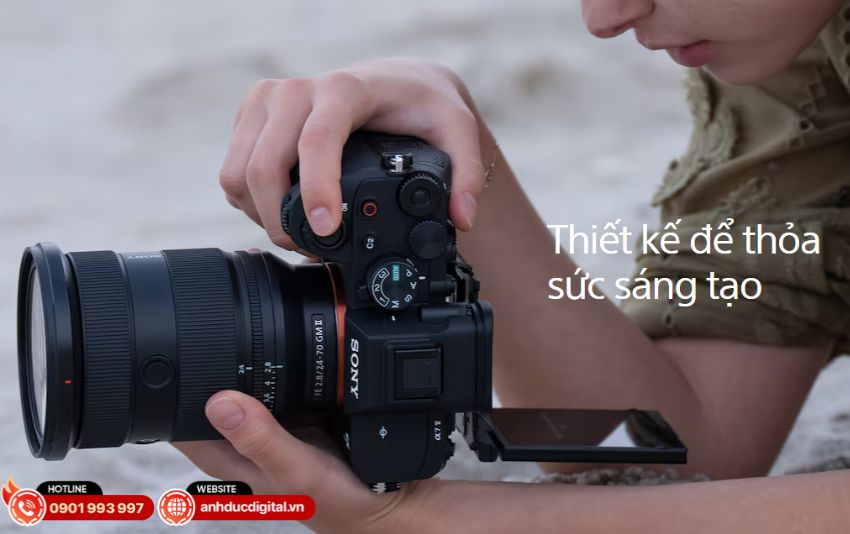 Màn hình xoay 4 trục trên Sony A7V hỗ trợ đa dạng góc quay chụp