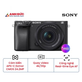 Sony Alpha A6400 + Lens E PZ 16-50mm f/3.5-5.6 II | Black (Chính hãng)
