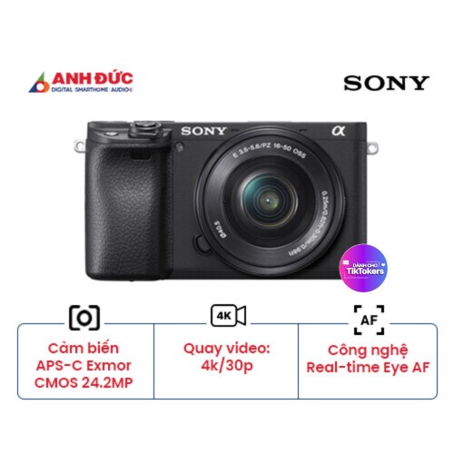 Máy ảnh Sony Alpha A6400 + Lens E PZ 16-50mm f/3.5-5.6 | Black (Chính hãng)