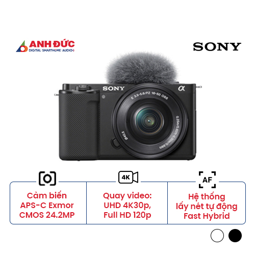 Máy ảnh Sony ZV-E10 Lens E PZ 16-50mm f/3.5-5.6 | Black (Chính hãng)