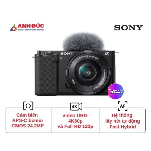 Máy ảnh Sony ZV-E10 + Lens E PZ 16-50mm f/3.5-5.6 II | Black (Chính hãng)