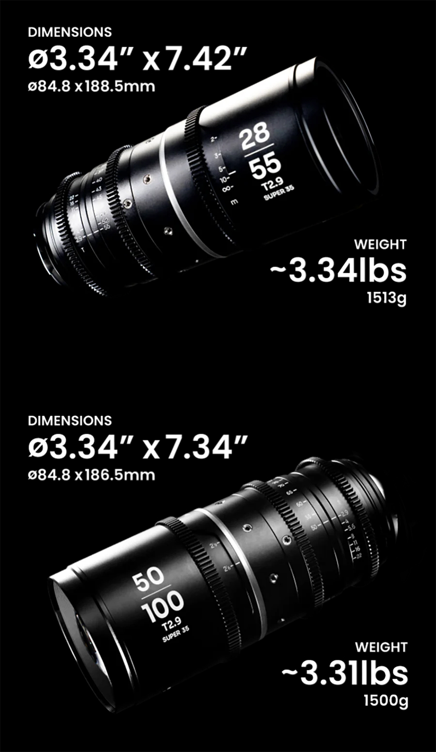 Laowa Nanomorph Anamorphic S35 Zoom 28-55mm & 50-100mm T2.9 1.5x 03