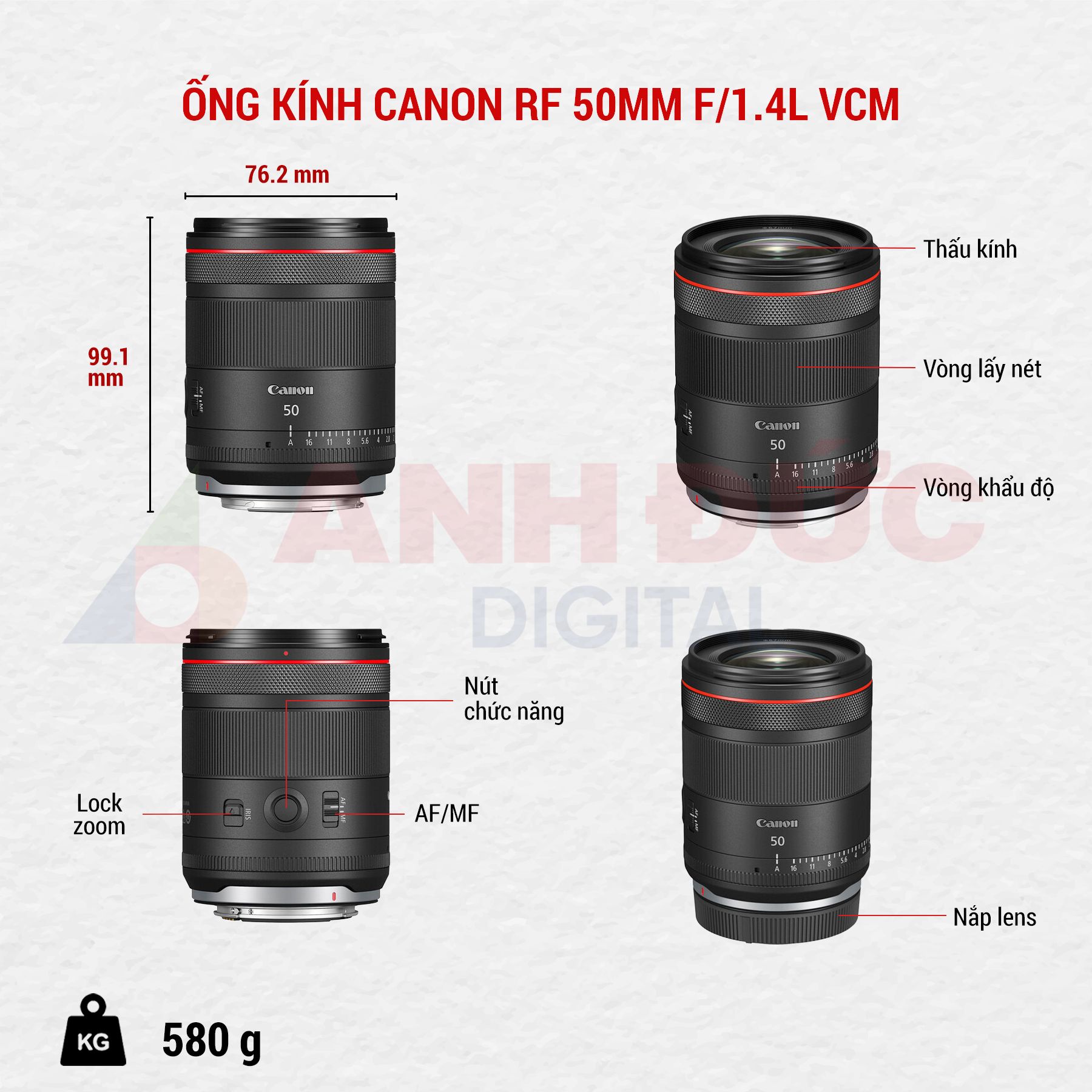 Ống kính Canon RF 50mm f1.4L VCM tổng quan