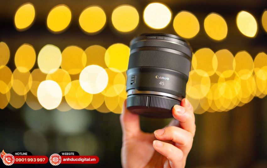 Thiết kế nhỏ gọn của ống kính Canon RF 45mm f/1.2 STM