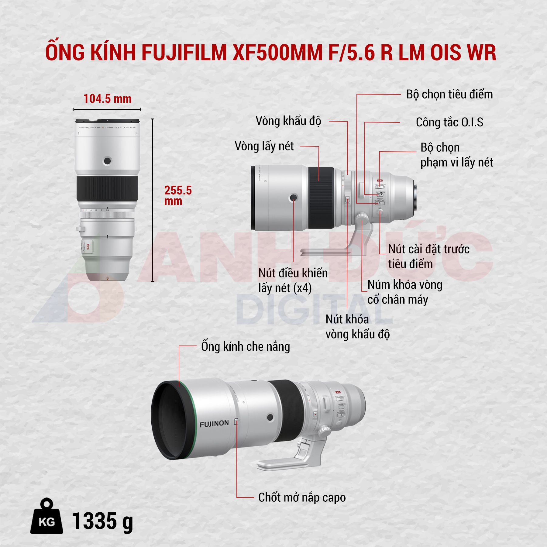 Fujifilm XF500mm f5.6 R LM OIS WR hình tổng quan