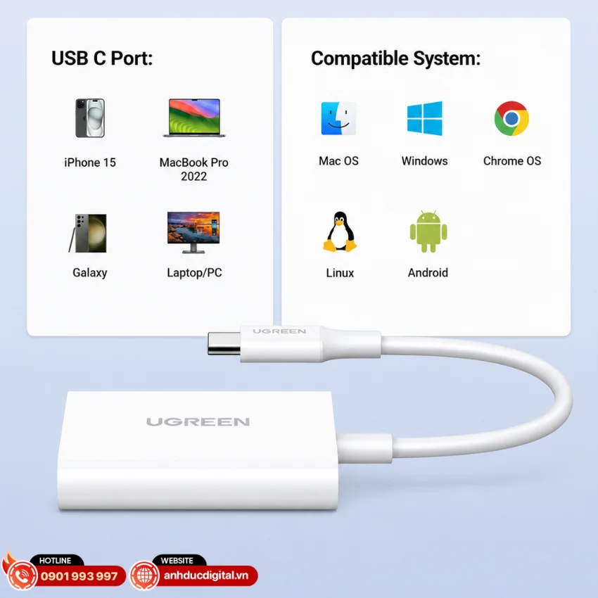 Đầu đọc thẻ Ugreen 35506 hỗ trợ Plug & Play, kh&ocirc;ng cần c&agrave;i đặt driver