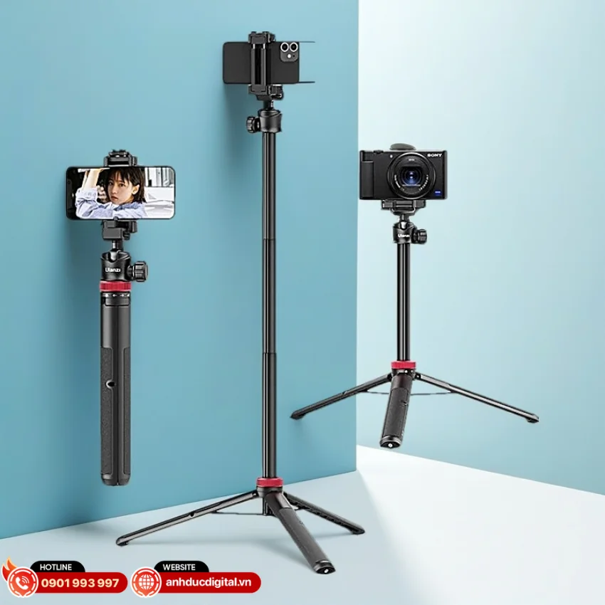 Ulanzi MT44 B được thiết kế theo kiểu 2 trong 1 vừa l&agrave; gậy selfie vừa c&oacute; thể sử dụng như tripod
