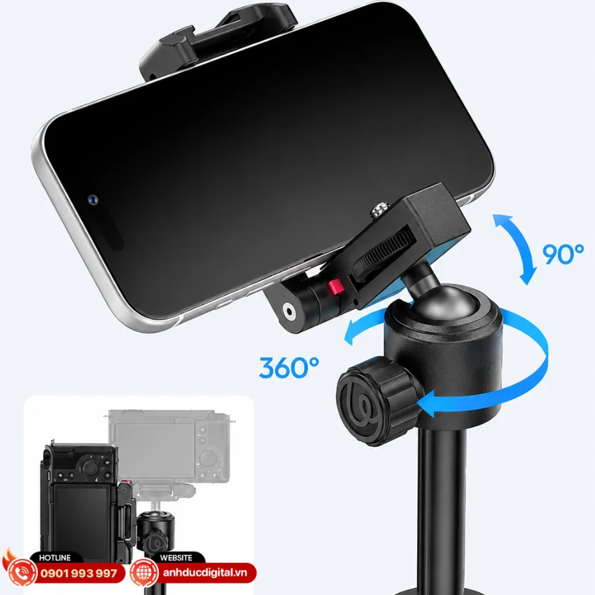 Ulanzi MT44 B trang bị ball head hỗ trợ xoay 360&deg;