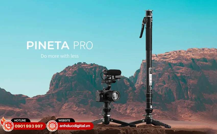 YC Onion Pineta Pro Carbon Fiber Monopod & FH60S được chế tạo từ sợi Carbon Fiber đường k&iacute;nh 39 mm