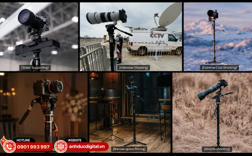 YC Onion Pineta Pro Carbon Fiber Monopod & FH60S ph&ugrave; hợp cho nhiều nhu cầu quay phim v&agrave; chụp ảnh 
