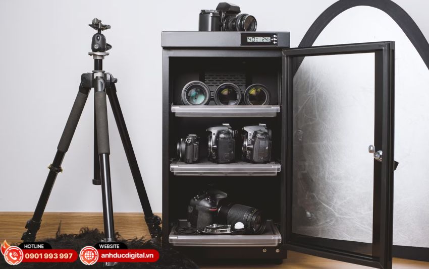 Các mẫu tủ chống ẩm với dung tích khác nhau dành cho máy ảnh