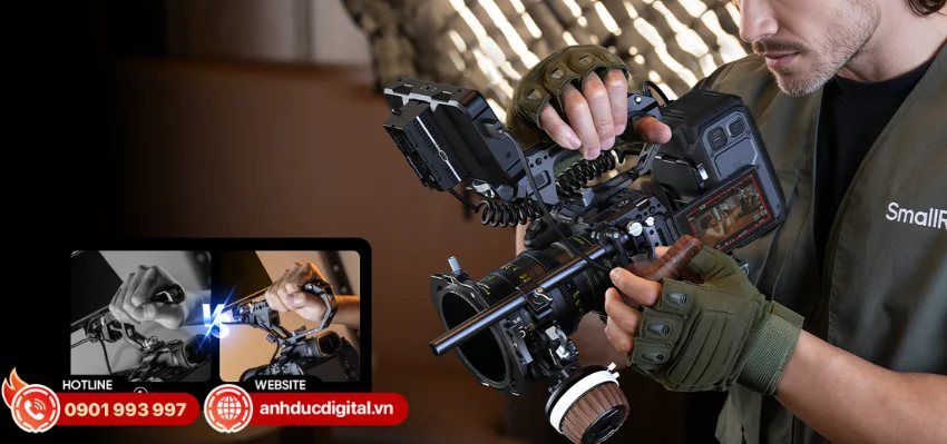 HawkLock Cage for Sony FX5 được trang bị tay cầm trên với thiết kế công thái học mang lại cảm giác cầm nắm chắc chắn