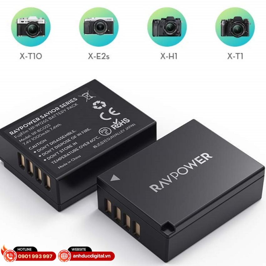 Bộ sạc đôi Ravpower kèm 2 pin Fujifilm NP - W126S (3)