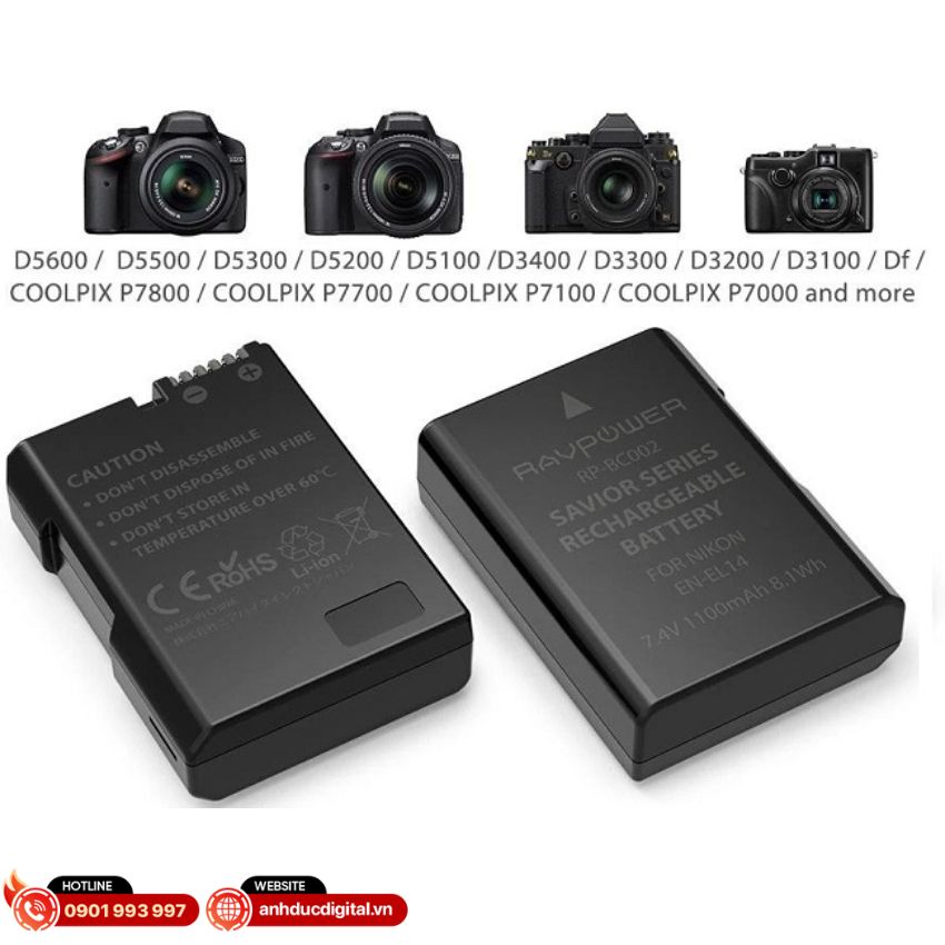 Ravpower kèm 2 pin Nikon EN-EL14 (3)