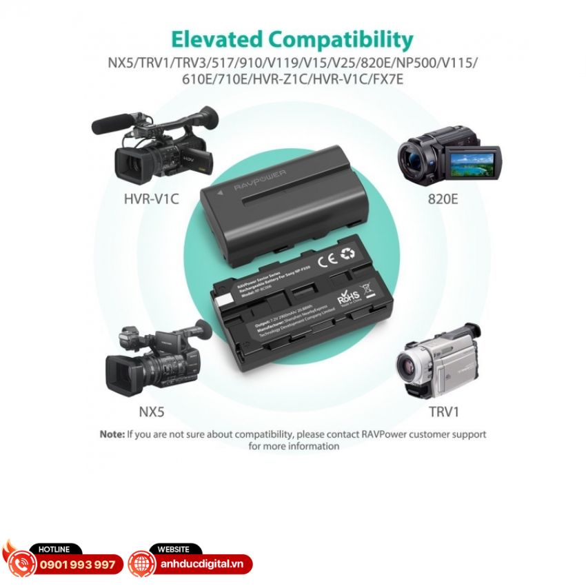 Ravpower kèm 2 pin Sony NP - F550 (1)