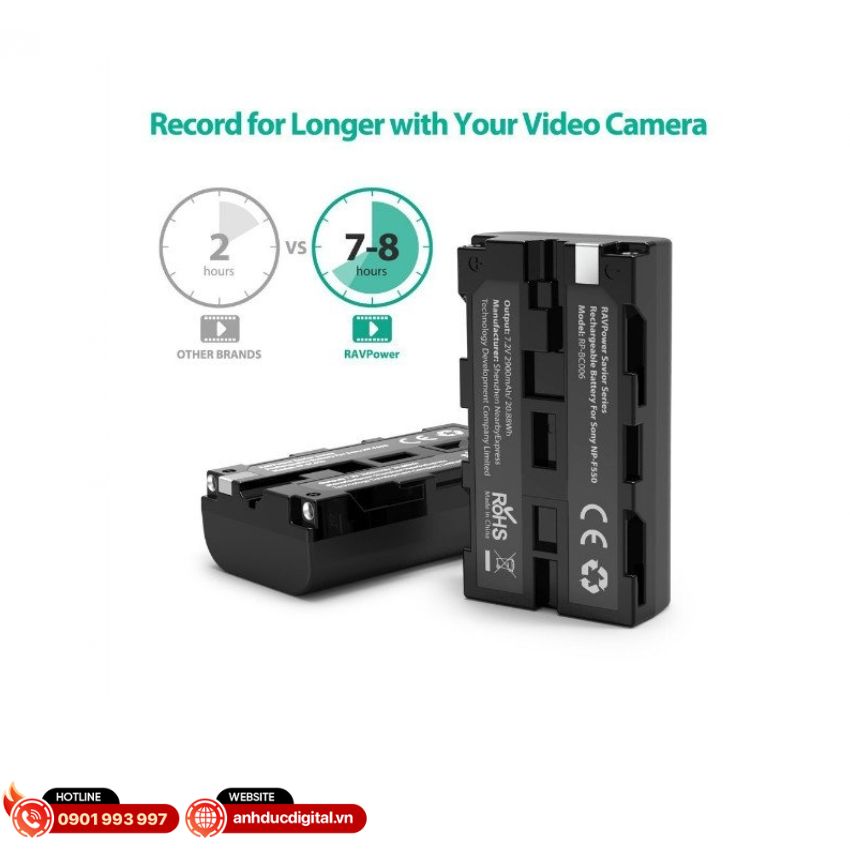 Ravpower kèm 2 pin Sony NP - F550 (2)