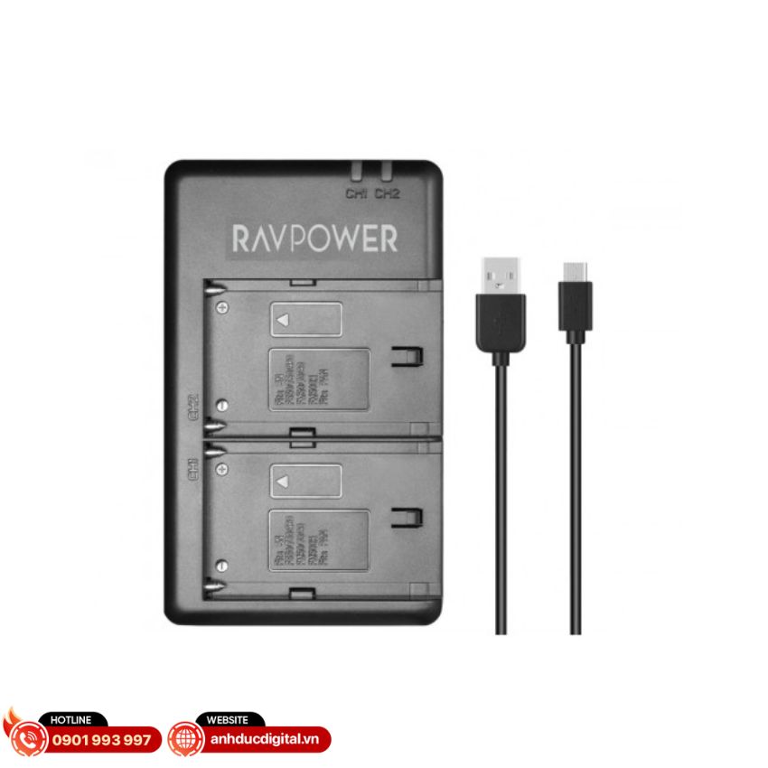 Ravpower kèm 2 pin Sony NP - F550 (3)
