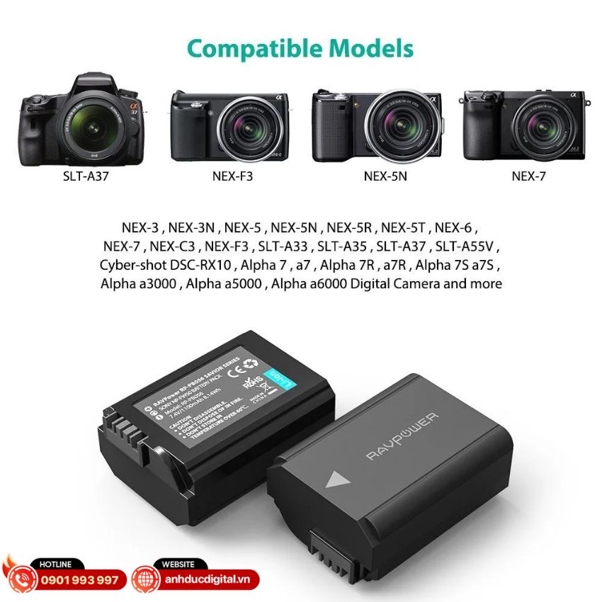 sạc đôi Ravpower for Sony NP - FW50 (3)