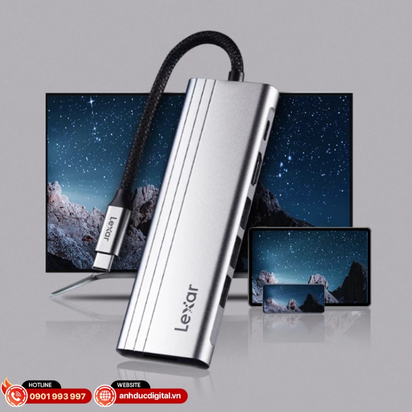 Lexar 7-in-1 USB-C Hub H31 hỗ trợ xuất hình ảnh với độ phân giải lên đến 4K@60Hz