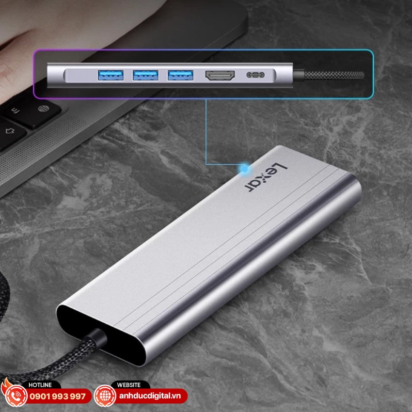 Đầu đọc thẻ Lexar 7-in-1 USB-C Hub H31 sử dụng chuẩn USB 3.2 Gen 1