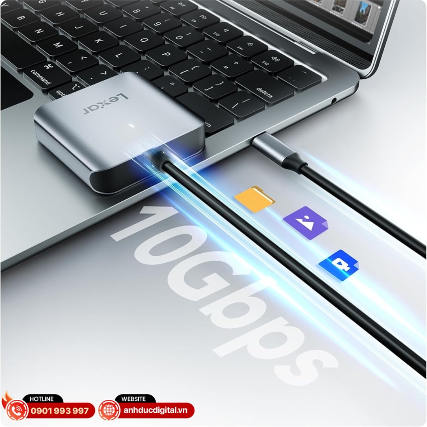 Đầu đọc thẻ Lexar CFexpress Type B USB-C Reader RW510 hỗ trợ tốc độ truyền tải lên đến 10Gbps